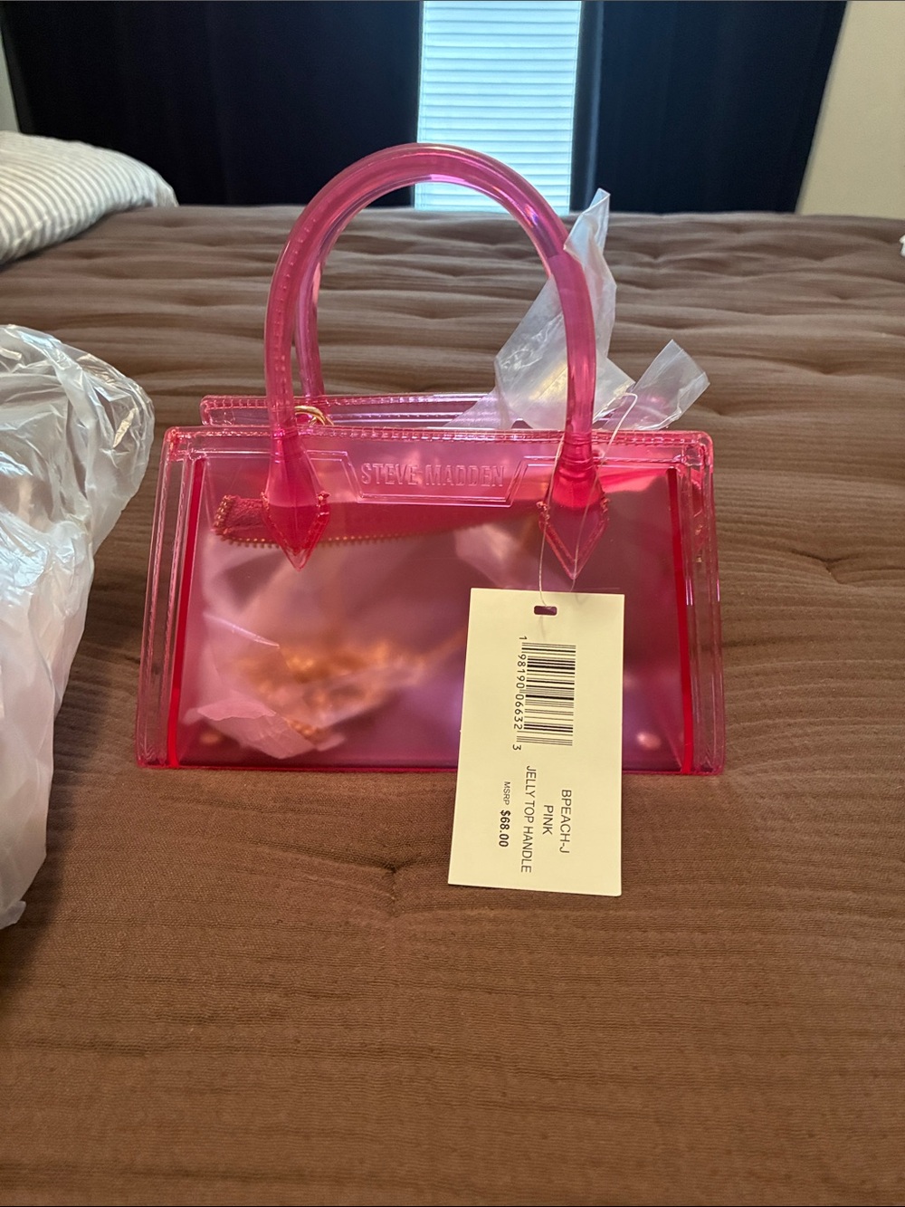Steve Madden Hot Pink Transparent Jelly Satchel